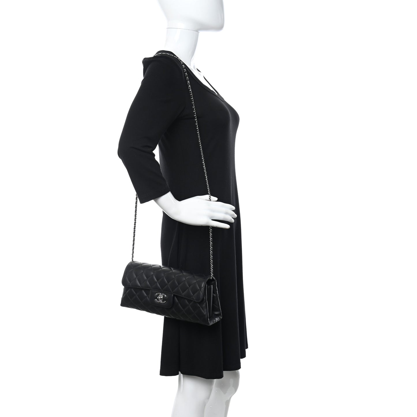 Lambskin Quilted By 4 Flap Crossbody Black