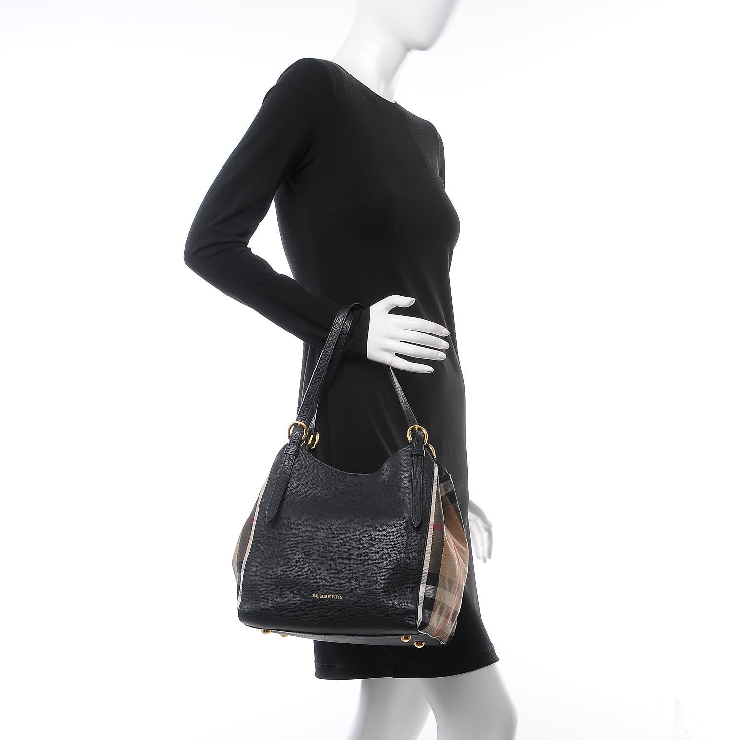Burberry Grainy Calfskin House Check Small Canterbury Black 2 of 9