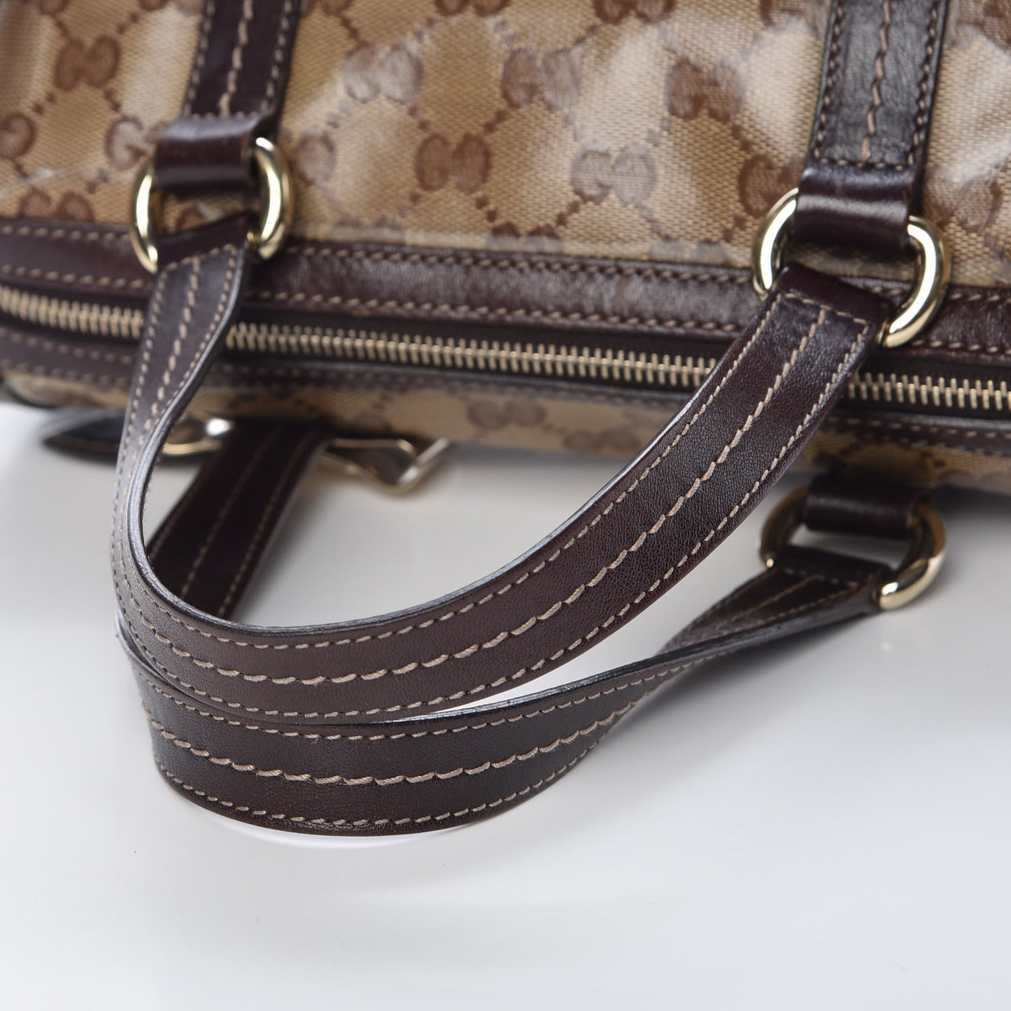 Crystal Monogram Duchessa Small Boston Bag Brown