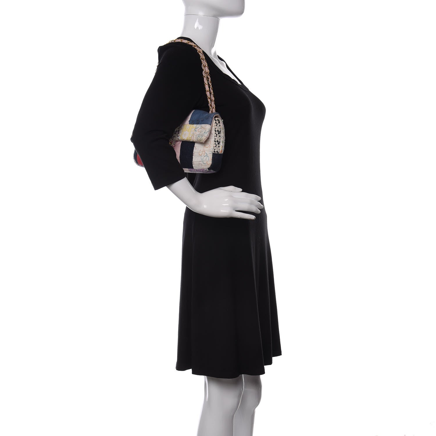 Chanel Fabric Patchwork Medium Flap Bag Pink 2 of 13