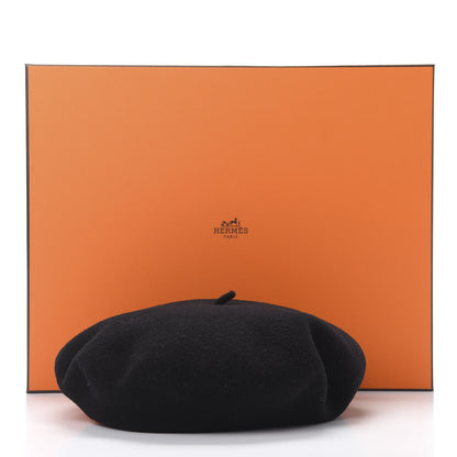 Hermes Merino Wool Clou De Sel Bonnie Beret 58 Black 9 of 9