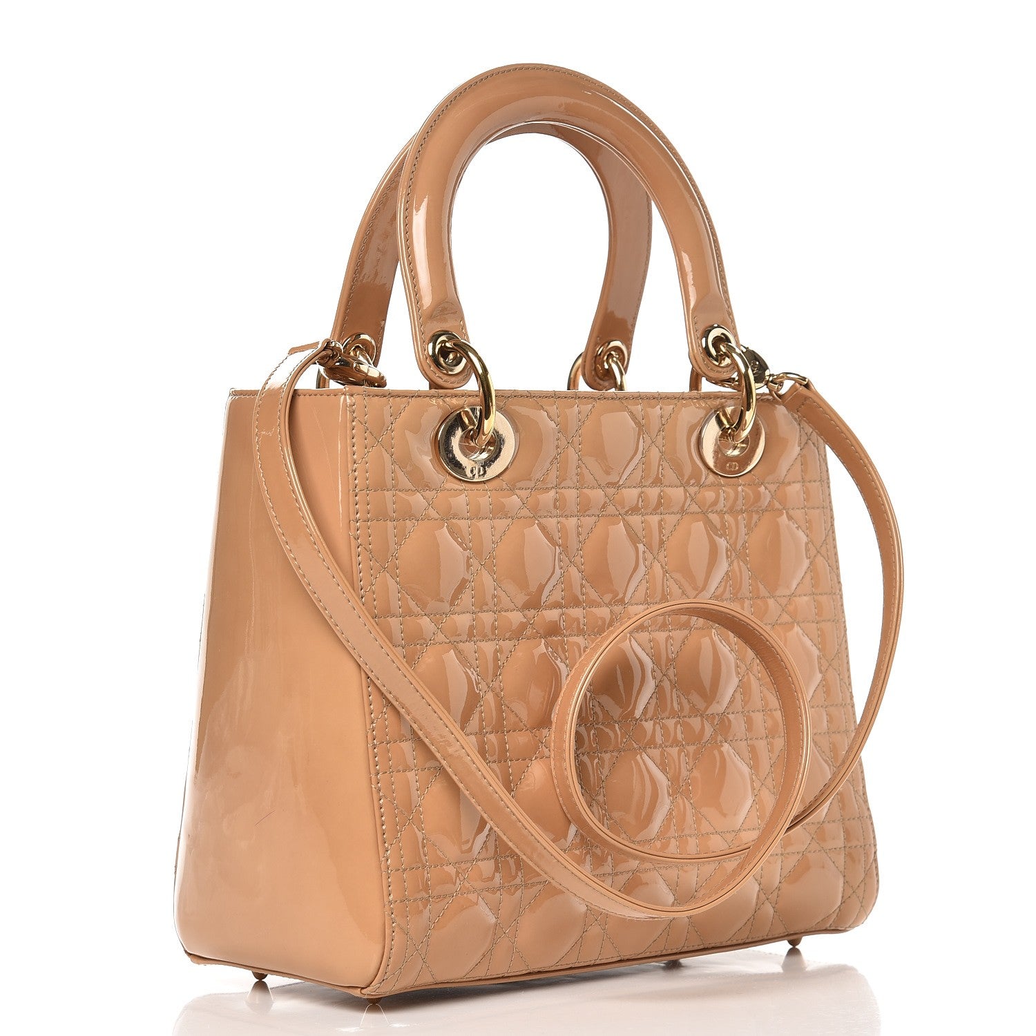 Christian Dior Patent Cannage Medium Lady Dior Beige 3 of 7