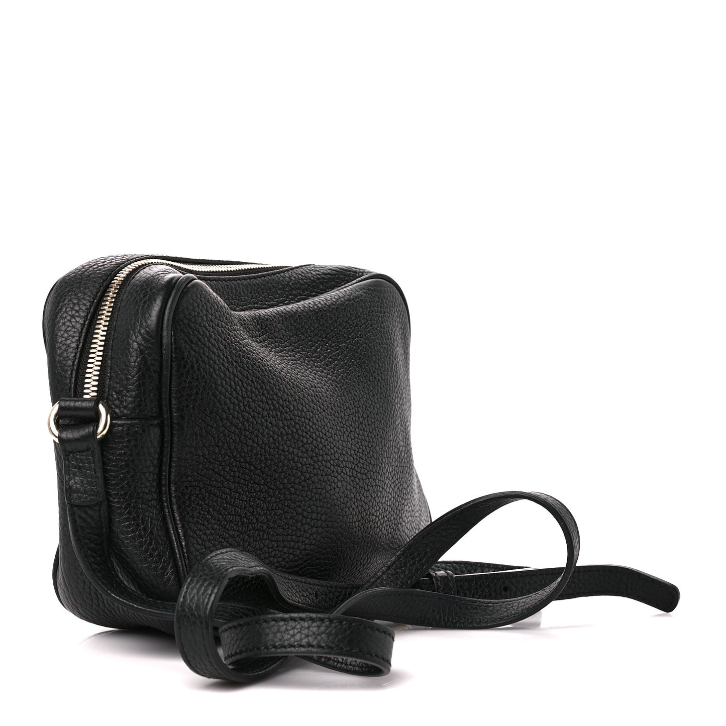 Pebbled Calfskin Small Soho Disco Bag Black