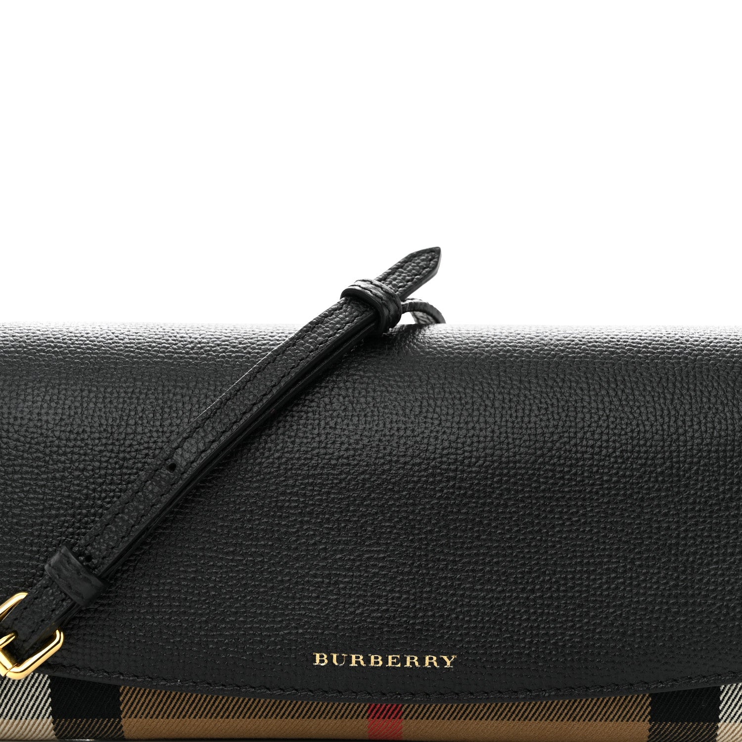 Burberry Derby Calfskin House Check Henley Wallet On Chain Black 7 of 12