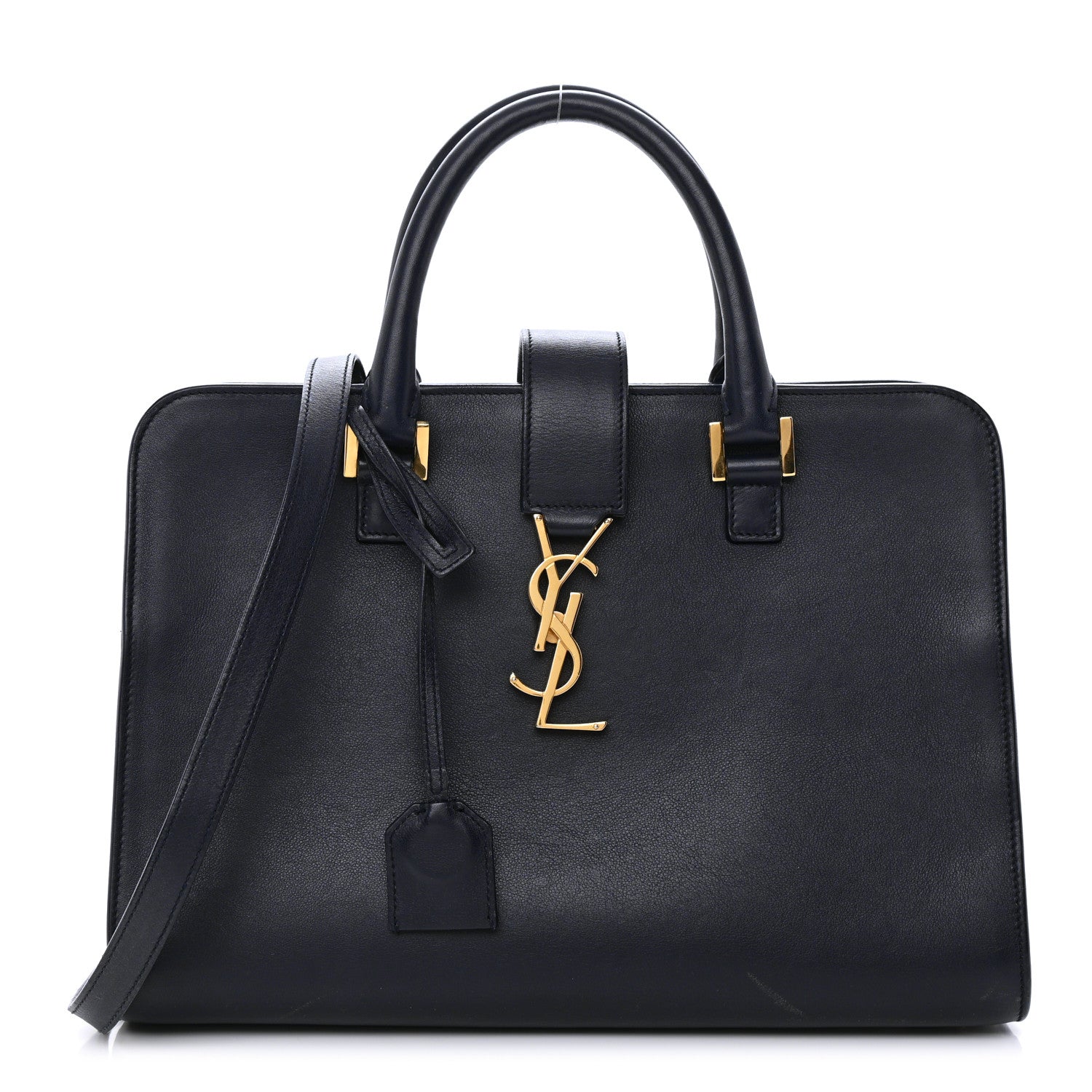 Saint Laurent Smooth Calfskin Small Monogram Cabas Navy 1 of 23