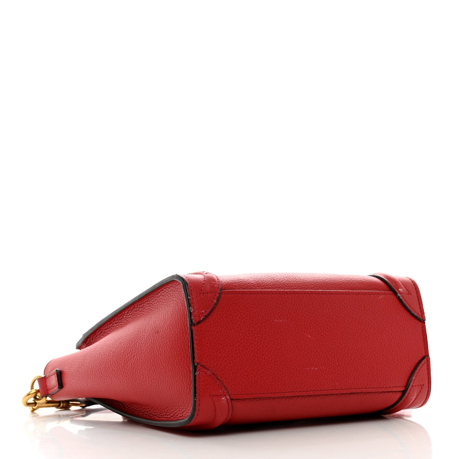 Celine Drummed Calfskin Nano Luggage Coquelicot 4 of 12