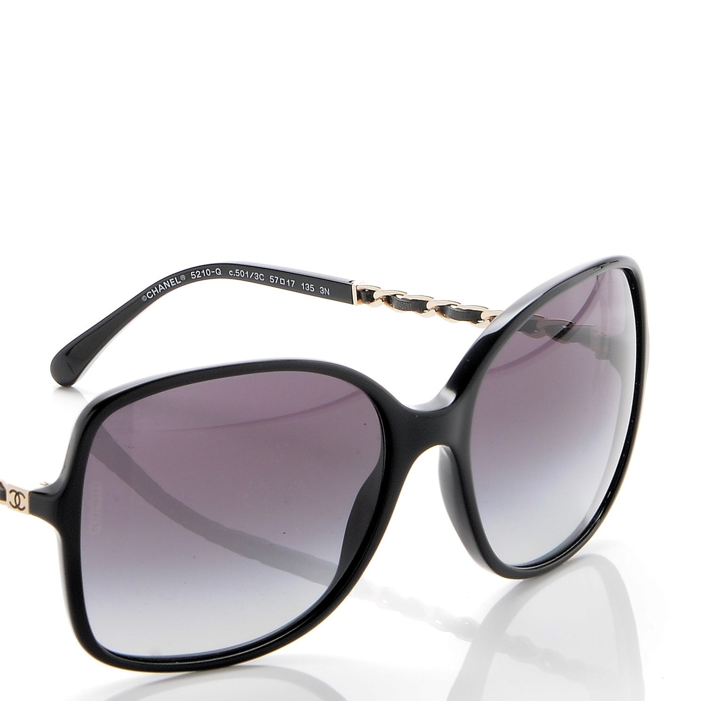 Lambskin Square Chain Sunglasses 5210-Q Black