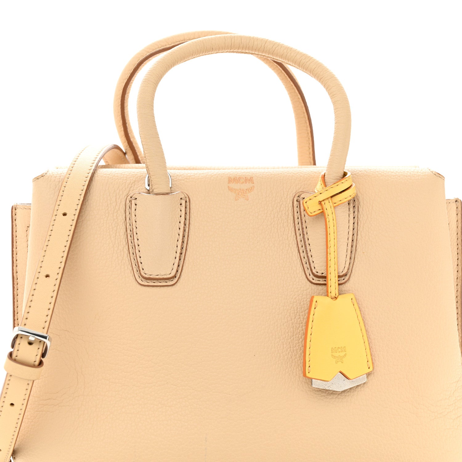 MCM Grained Calfskin Mini Milla Tote Beige 7 of 12