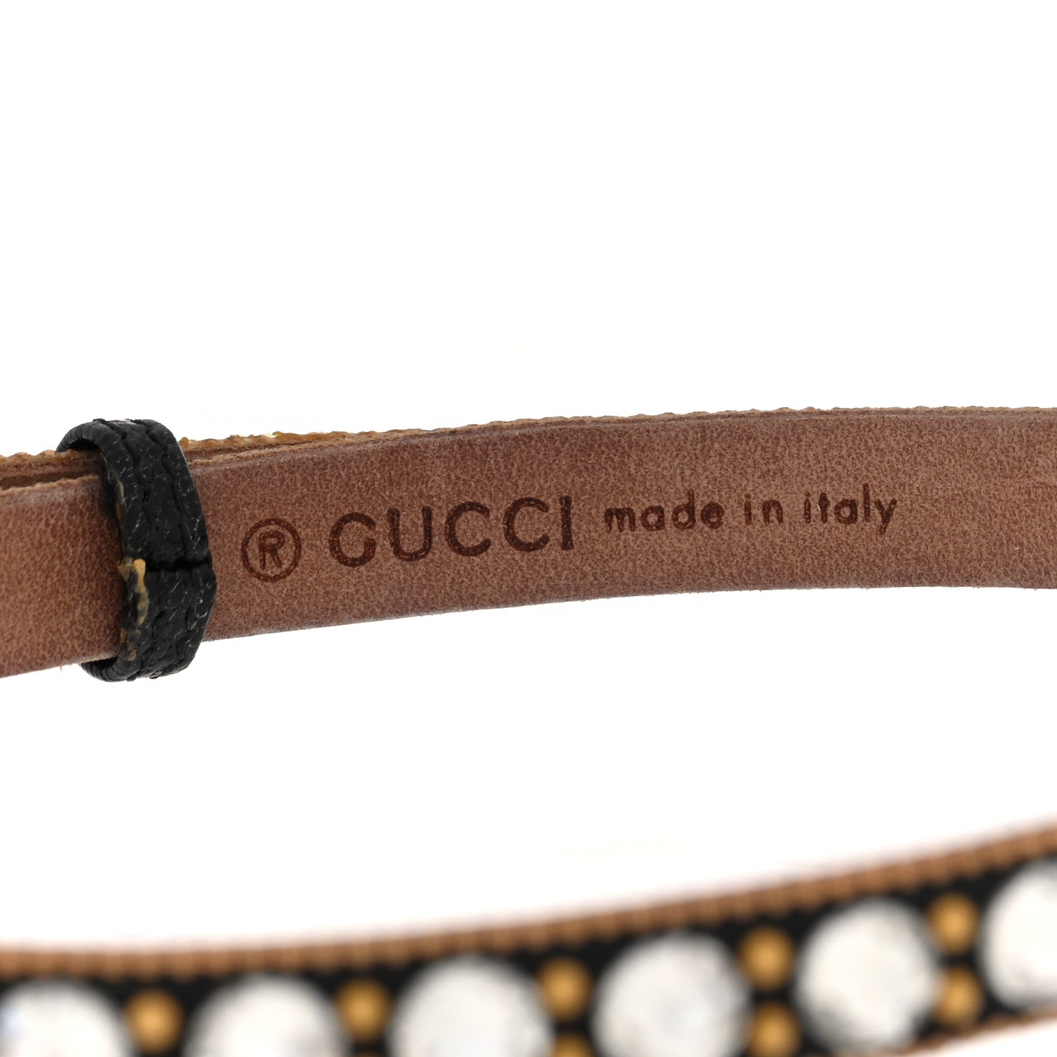 Gucci Calfskin Crystal Embellished Double G Choker Necklace Black 4 of 4