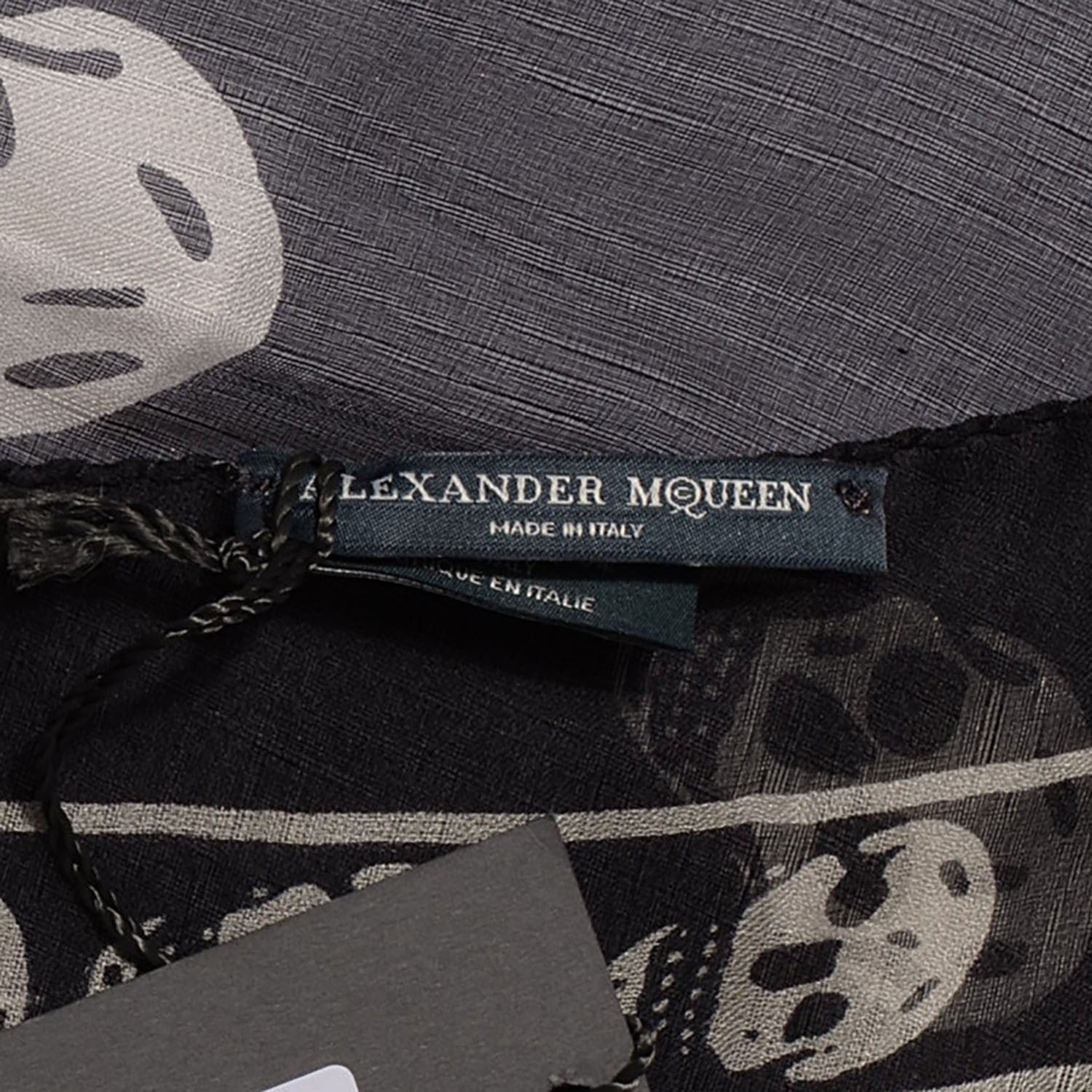Alexander McQueen Silk Chiffon Skull Scarf Black Ivory 6 of 8