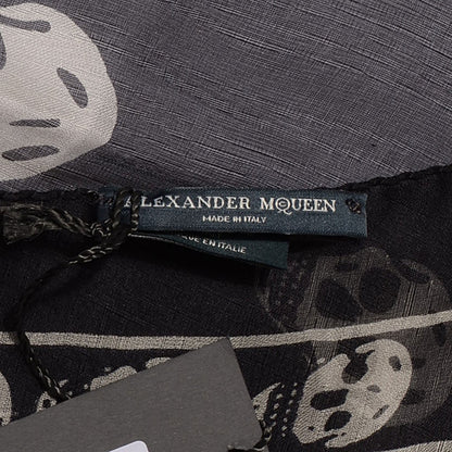 Alexander McQueen Silk Chiffon Skull Scarf Black Ivory 6 of 8
