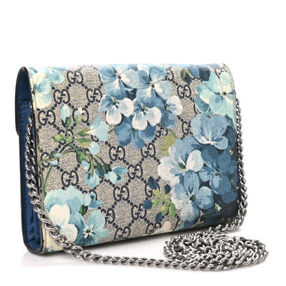 Gucci GG Supreme Monogram Blooms Mini Dionysus Chain Wallet Beige Blue Navy Vintage Blue 3 of 11