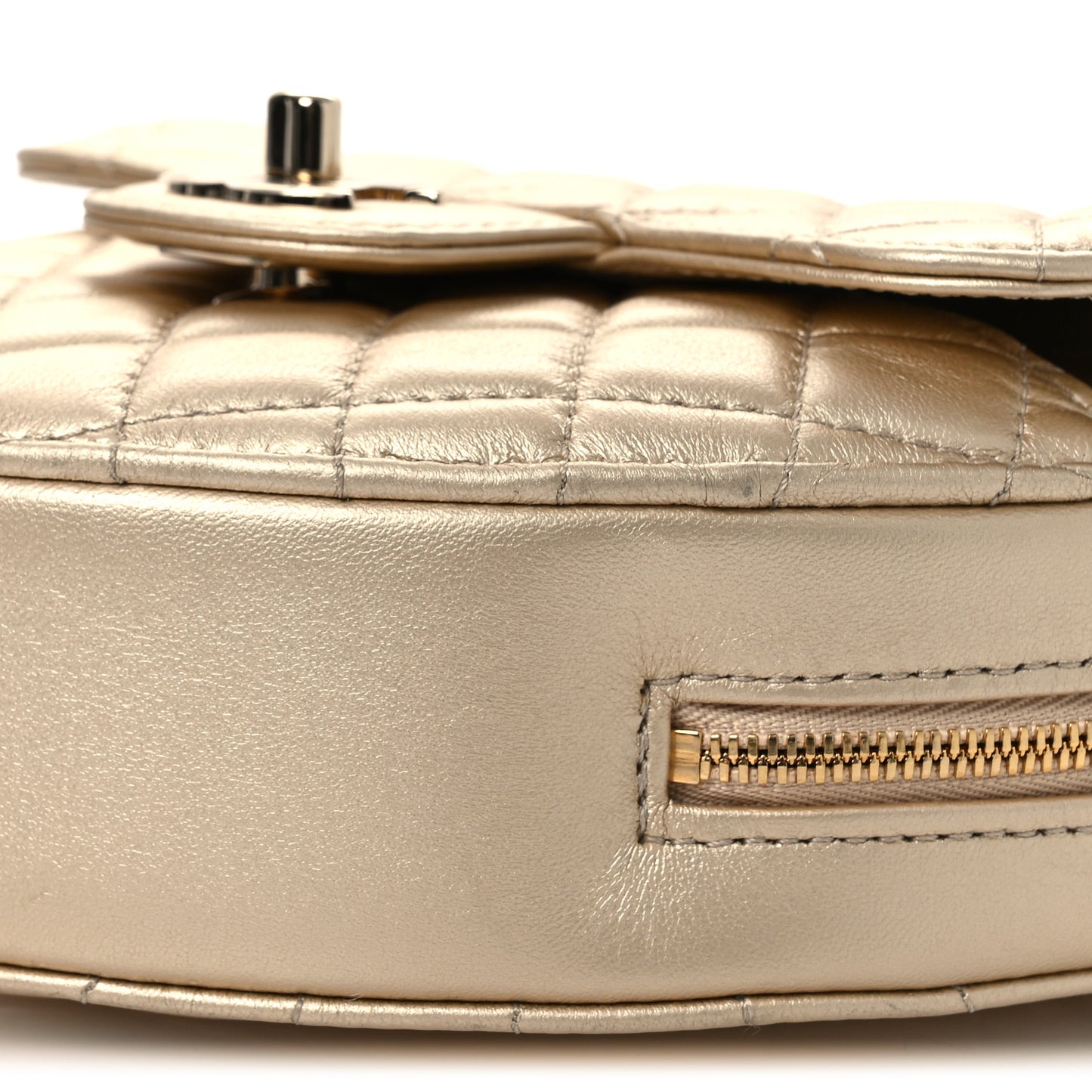 Metallic Lambskin Quilted CC In Love Heart Bag Gold
