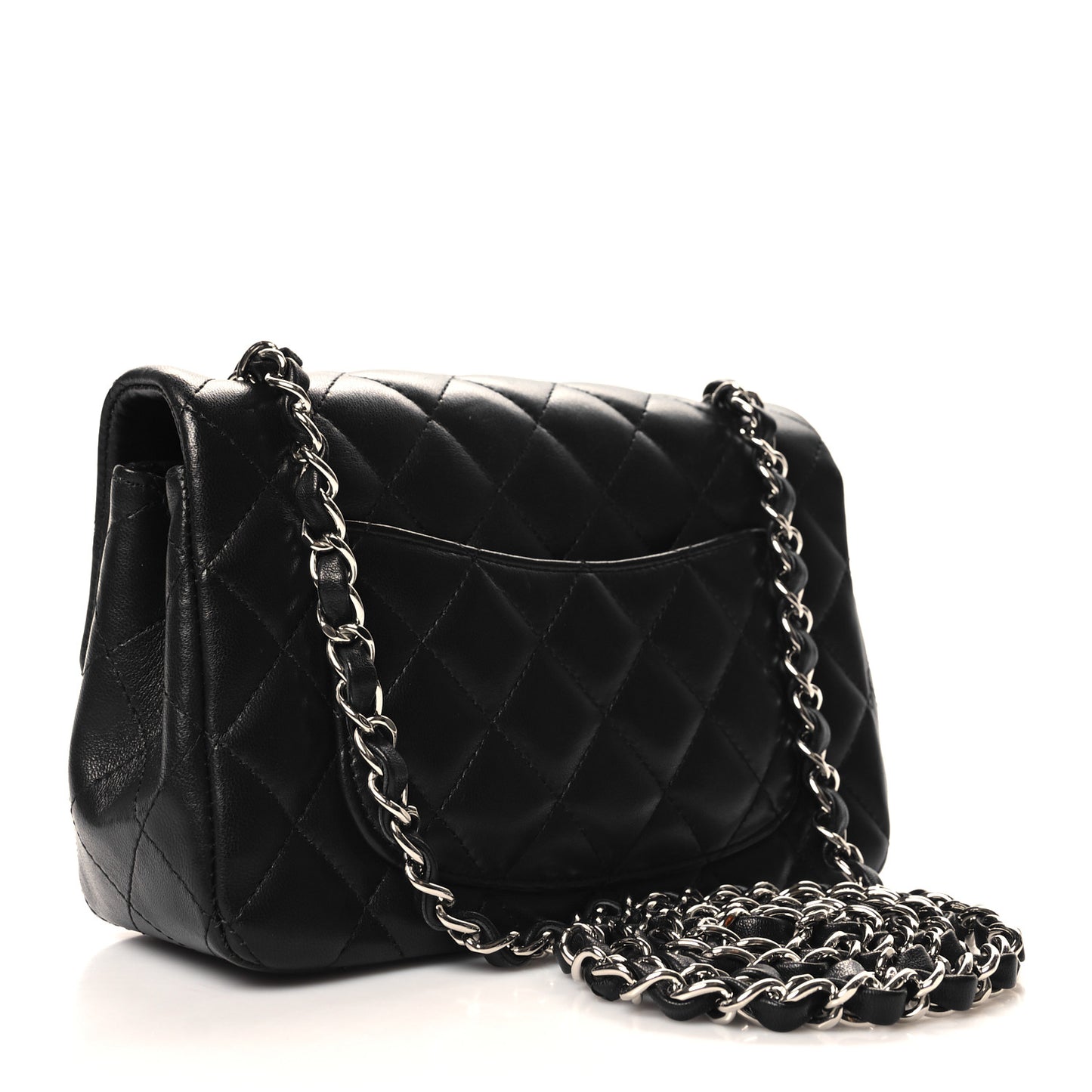 Lambskin Quilted Mini Rectangular Flap Black