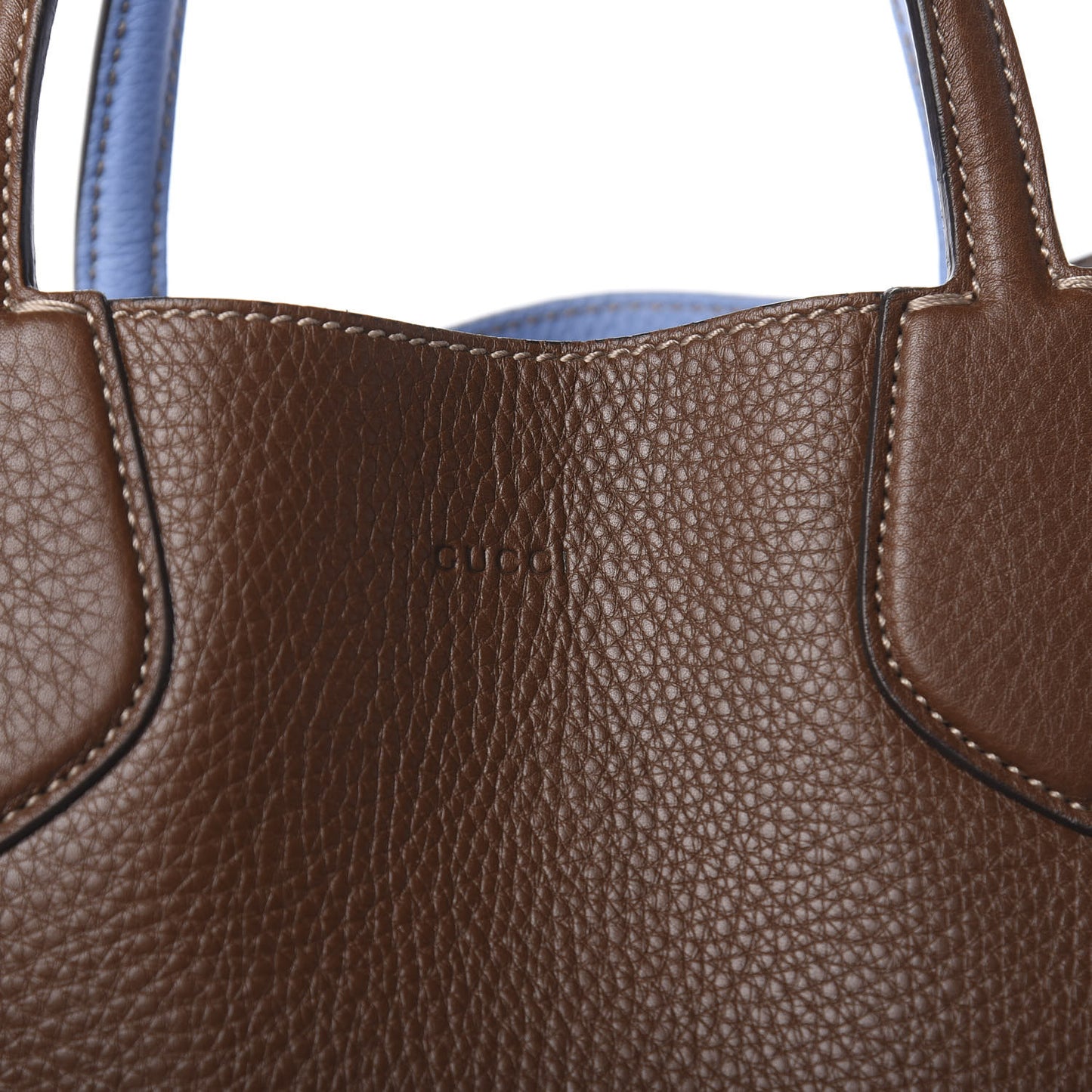 Cellarius Calfskin Bi-Color Medium Ramble Reversible Tote Nut Brown Mineral Blue