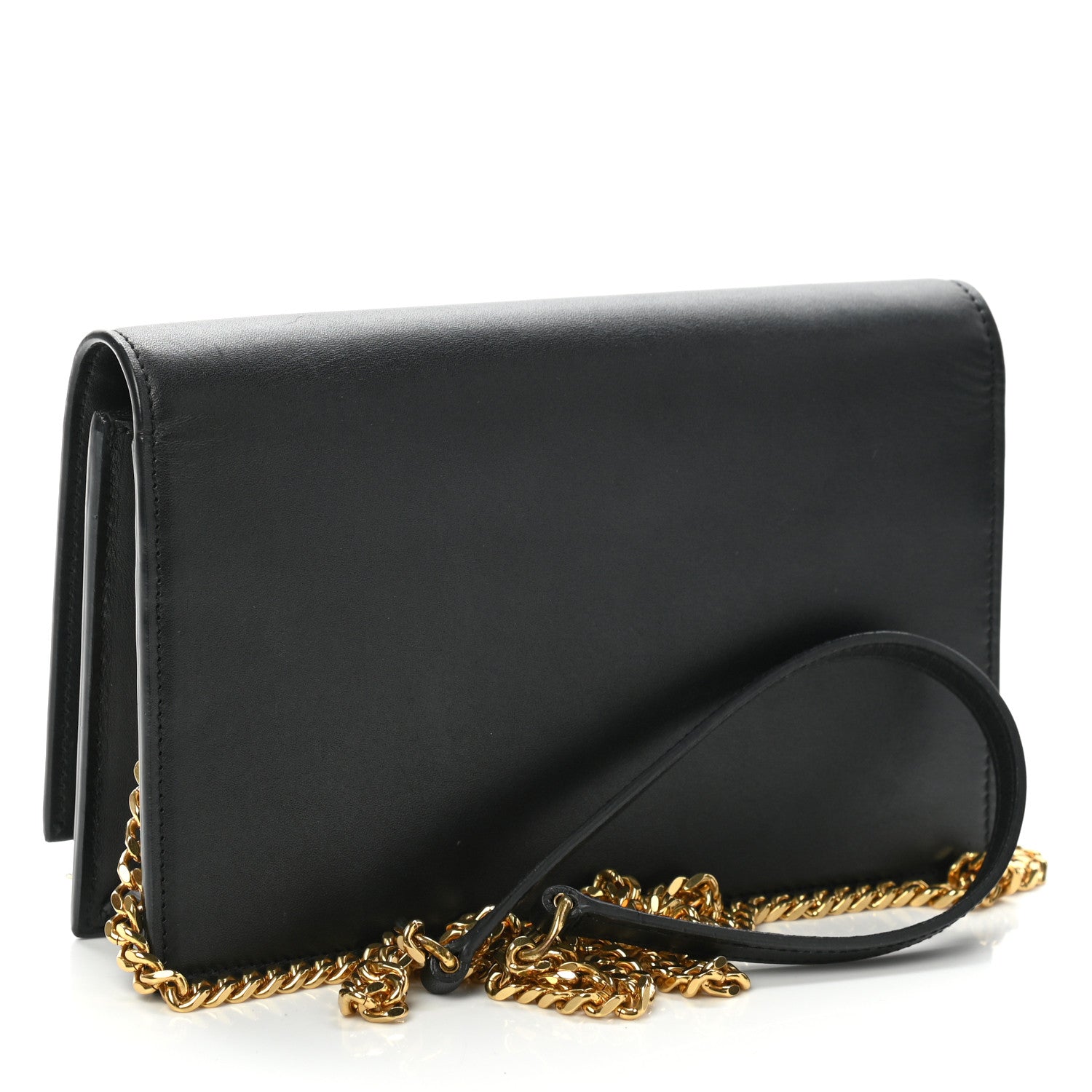 Saint Laurent Smooth Calfskin Classic Monogram Kate Tassel Chain Wallet Black 3 of 10