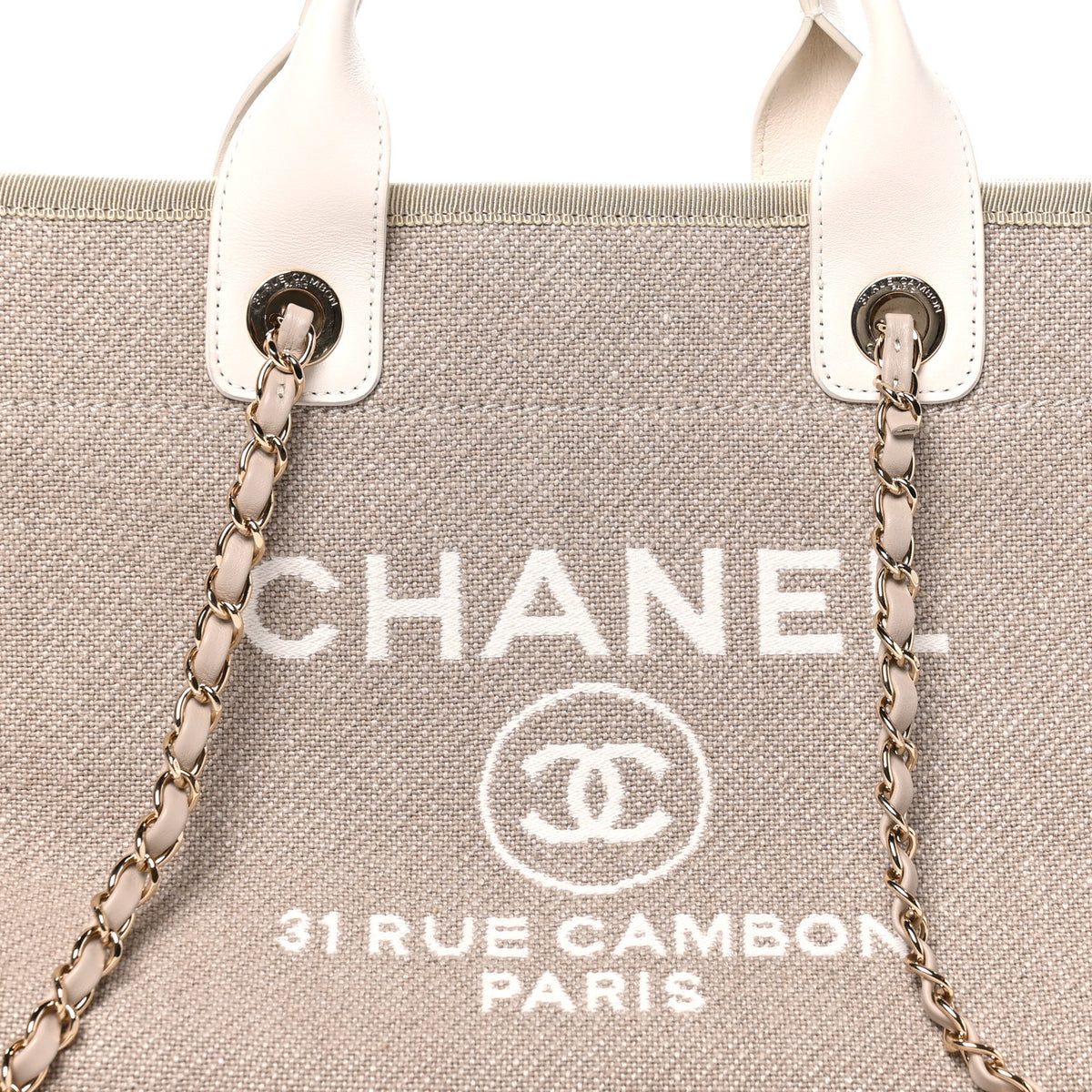 Chanel Mixed Fibers Calfskin Small Deauville Tote Beige White 9 of 11