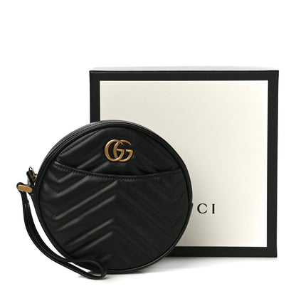Gucci Calfskin Matelasse GG Marmont Round Wrist Wallet Black 10 of 10