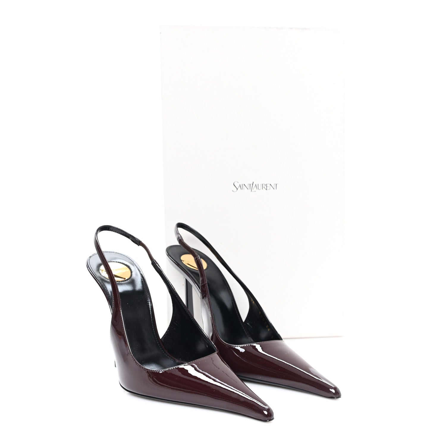 Saint Laurent Patent Vendome Slingback Pumps 37 Purple 10 of 10