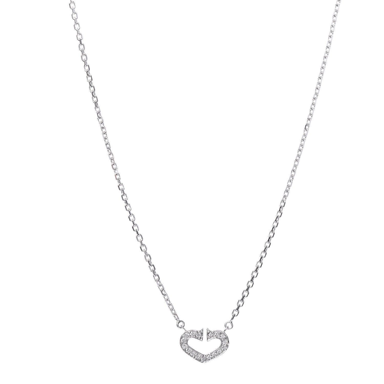 Cartier 18K White Gold Diamond Small Hearts and Symbols Pendant Necklace 1 of 5