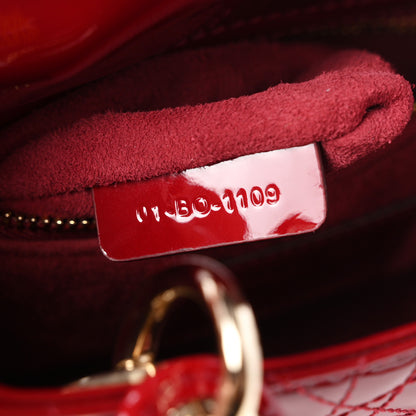 Christian Dior Patent Cannage Mini Lady Dior Red 7 of 11