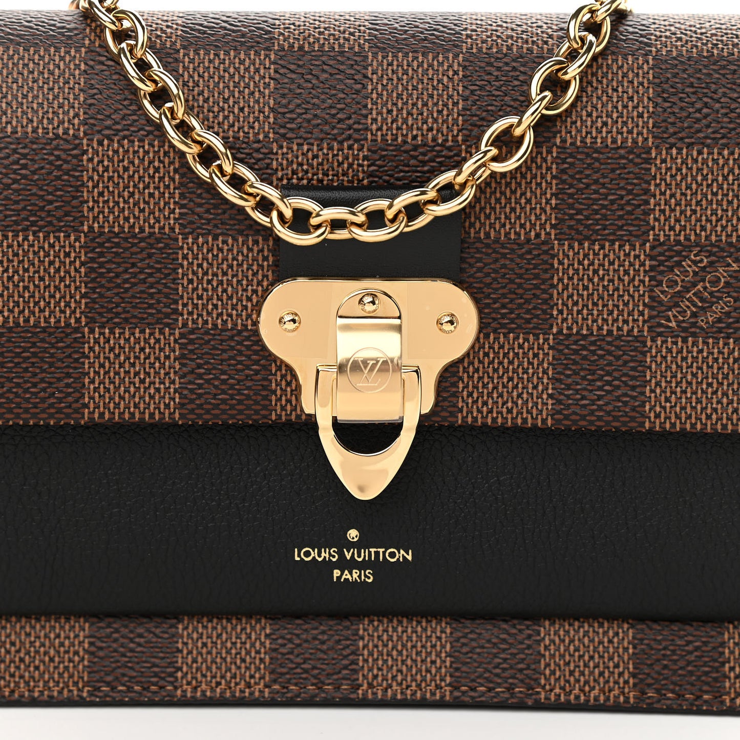 Damier Ebene Vavin Chain Wallet Black