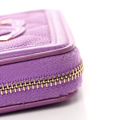 Chanel Caviar Quilted Filigree Coin Purse Purple 8 of 13
