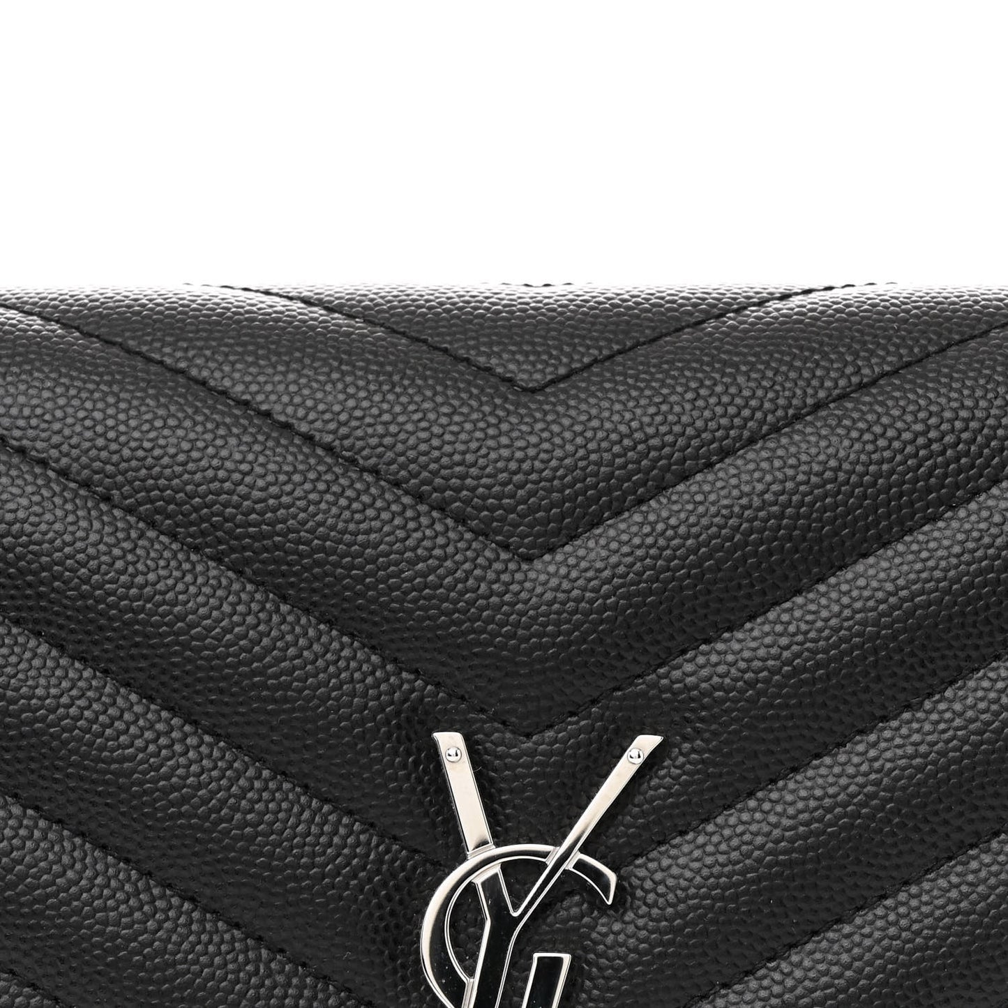 Grain De Poudre Matelasse Chevron Monogram Envelope Clutch Black