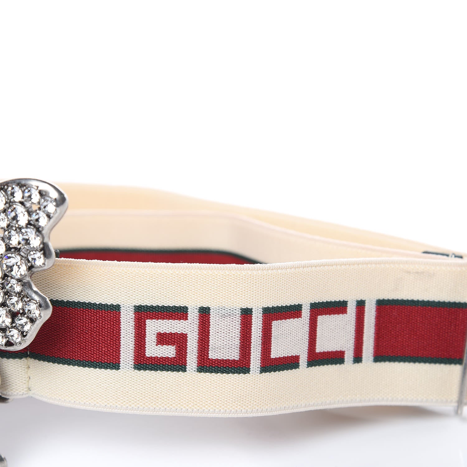 Gucci Jacquard Crystal Stripe Butterfly Belt 85 34 White 4 of 4