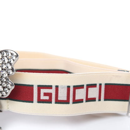 Gucci Jacquard Crystal Stripe Butterfly Belt 85 34 White 4 of 4
