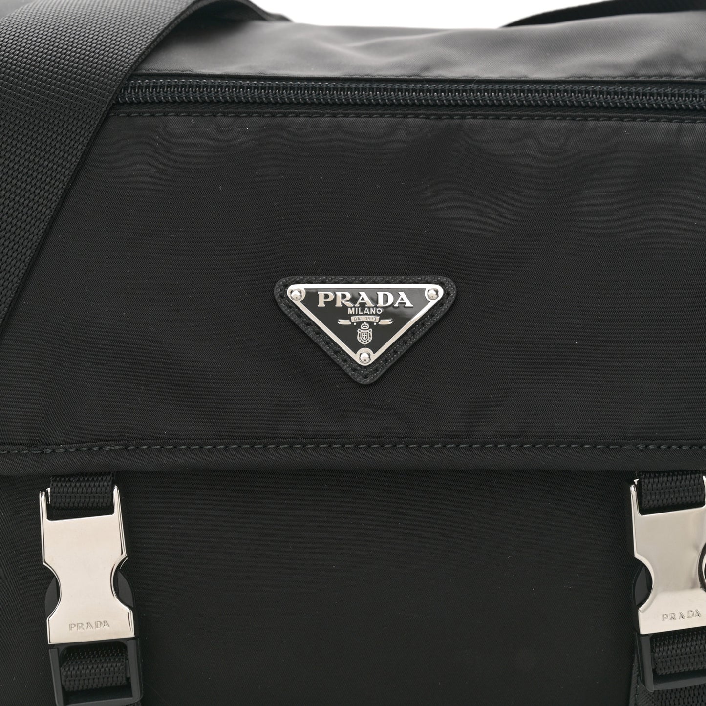 Nylon Vela Double Snap Buckle Messenger Bag Black