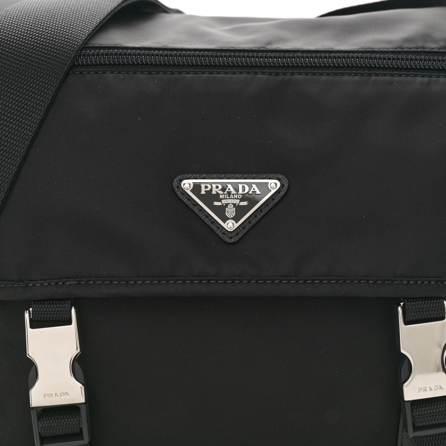 Prada Nylon Vela Double Snap Buckle Messenger Bag Black 8 of 10