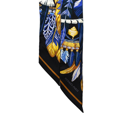 Hermes Silk La Danse Pacifique Twilly Bleu Nuit Jaune Vif 2 of 4