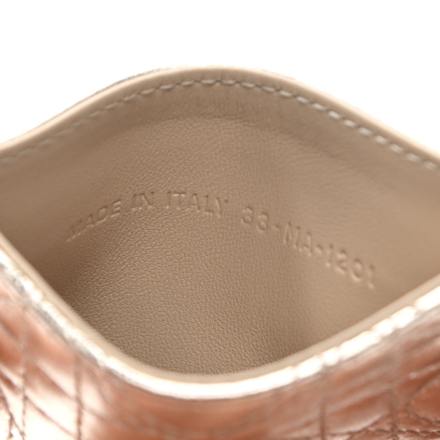 Metallic Lambskin Cannage DiorAmour Lady Dior Card Holder Gold