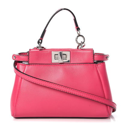 Fendi Shiny Nappa Micro Peekaboo Iconic Satchel Fuxia 1 of 15