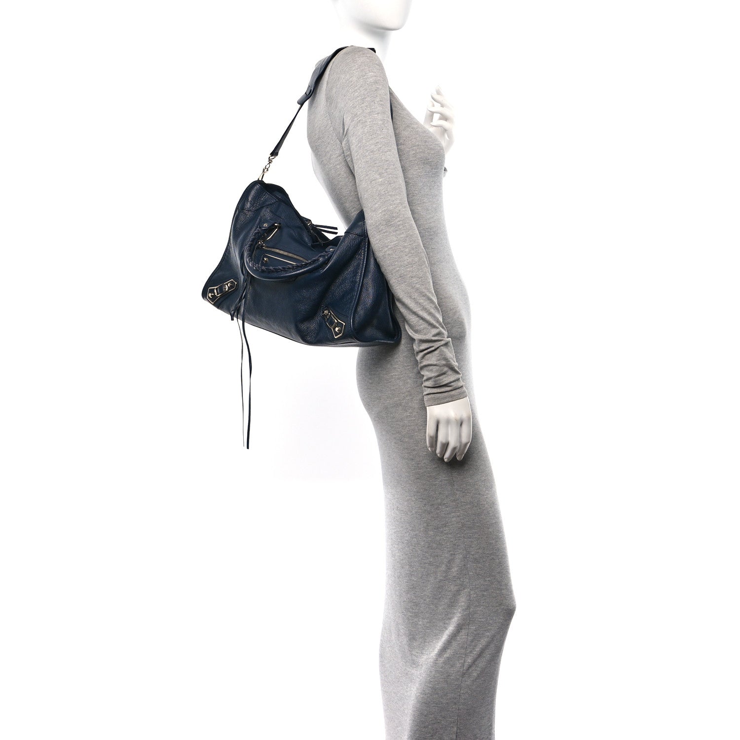 Balenciaga Chevre Silver Metallic Edge Hardware S City Bleu Nuit Dark Sea 3 of 14
