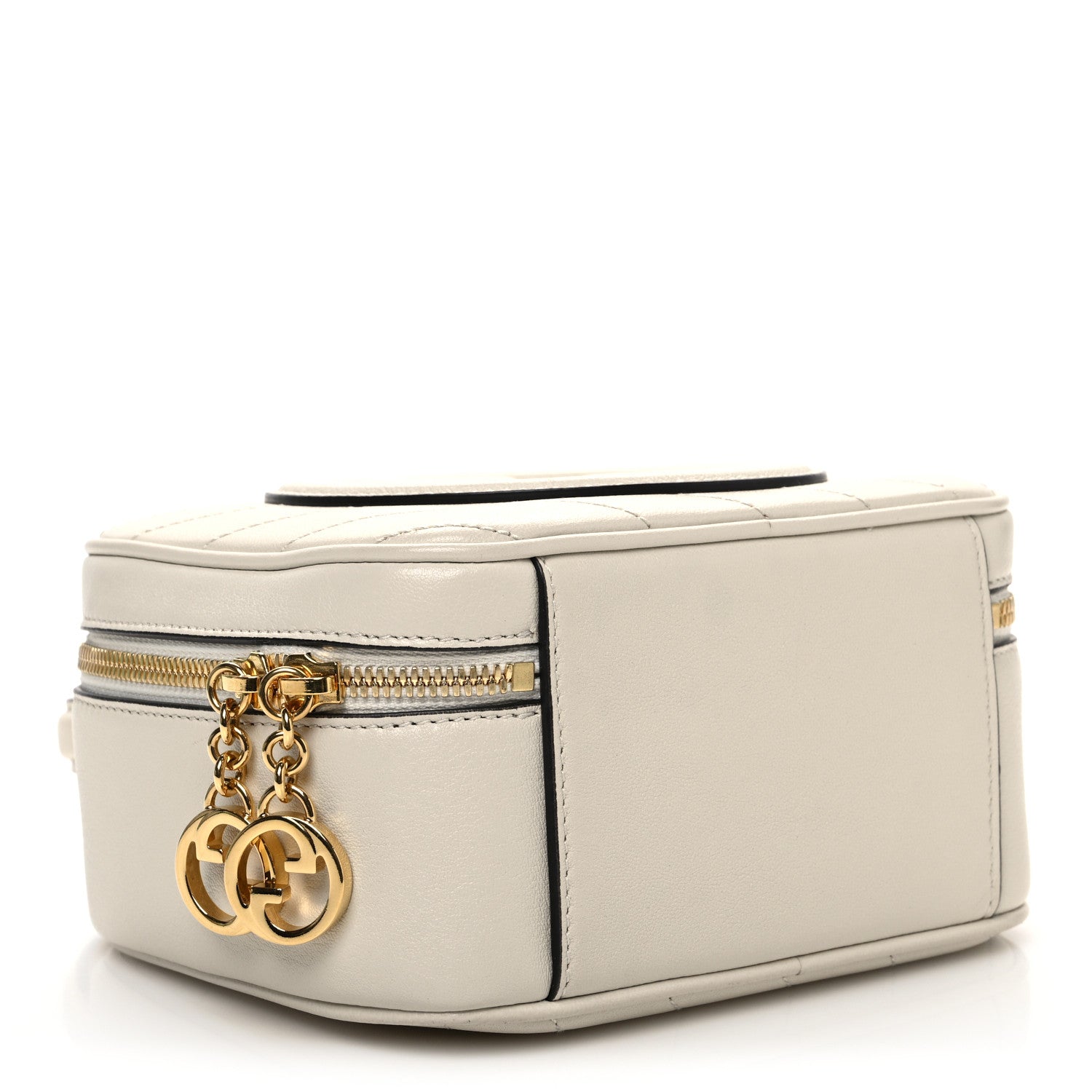 Gucci Sakai Be Green Calfskin Diagonal Stitched Blondie Top Handle Bag Mystic White 4 of 10