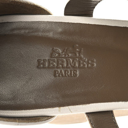 Hermes Nappa Brisbane Wedge Sandals 39.5 White 9 of 13