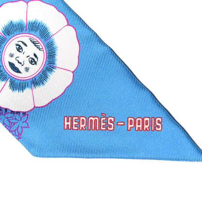 Hermes Silk Dress Code Twilly Bleu Azur White Rose 4 of 5