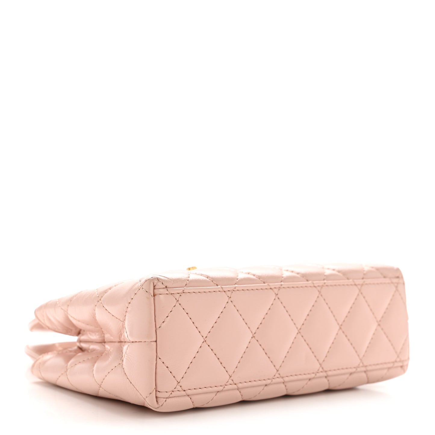 Shiny Aged Calfskin Quilted Nano Kelly Shopper Pink