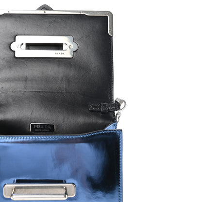 Prada Metallic Vitello Saffiano Cahier Bag Denim Black 4 of 4