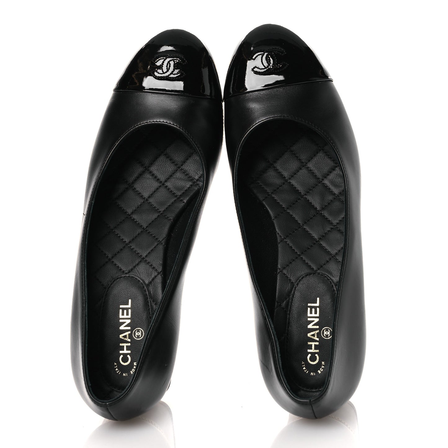 Lambskin Patent Cap Toe CC Pumps 37 Black