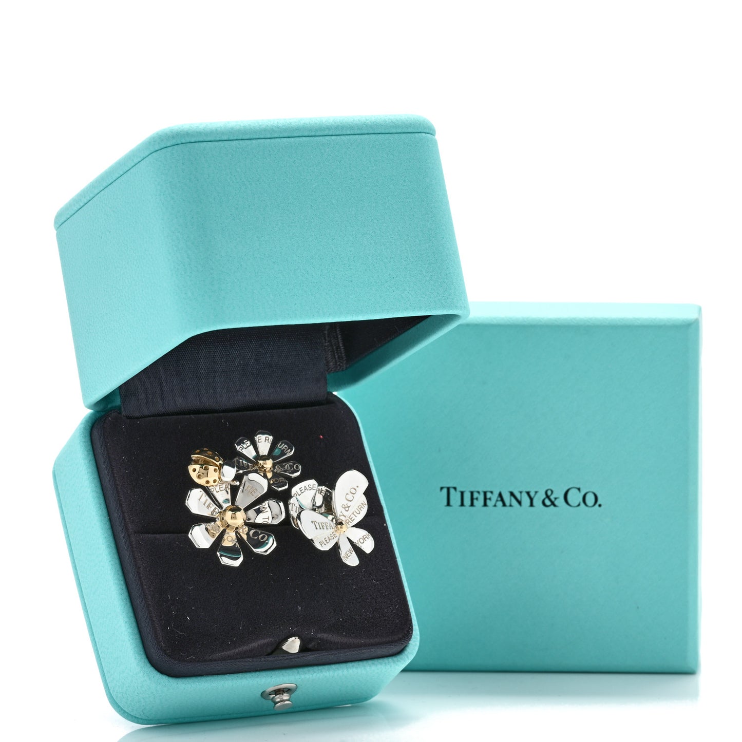 Sterling Silver 18K Yellow Gold Return to Tiffany Love Bugs Ring 54 7