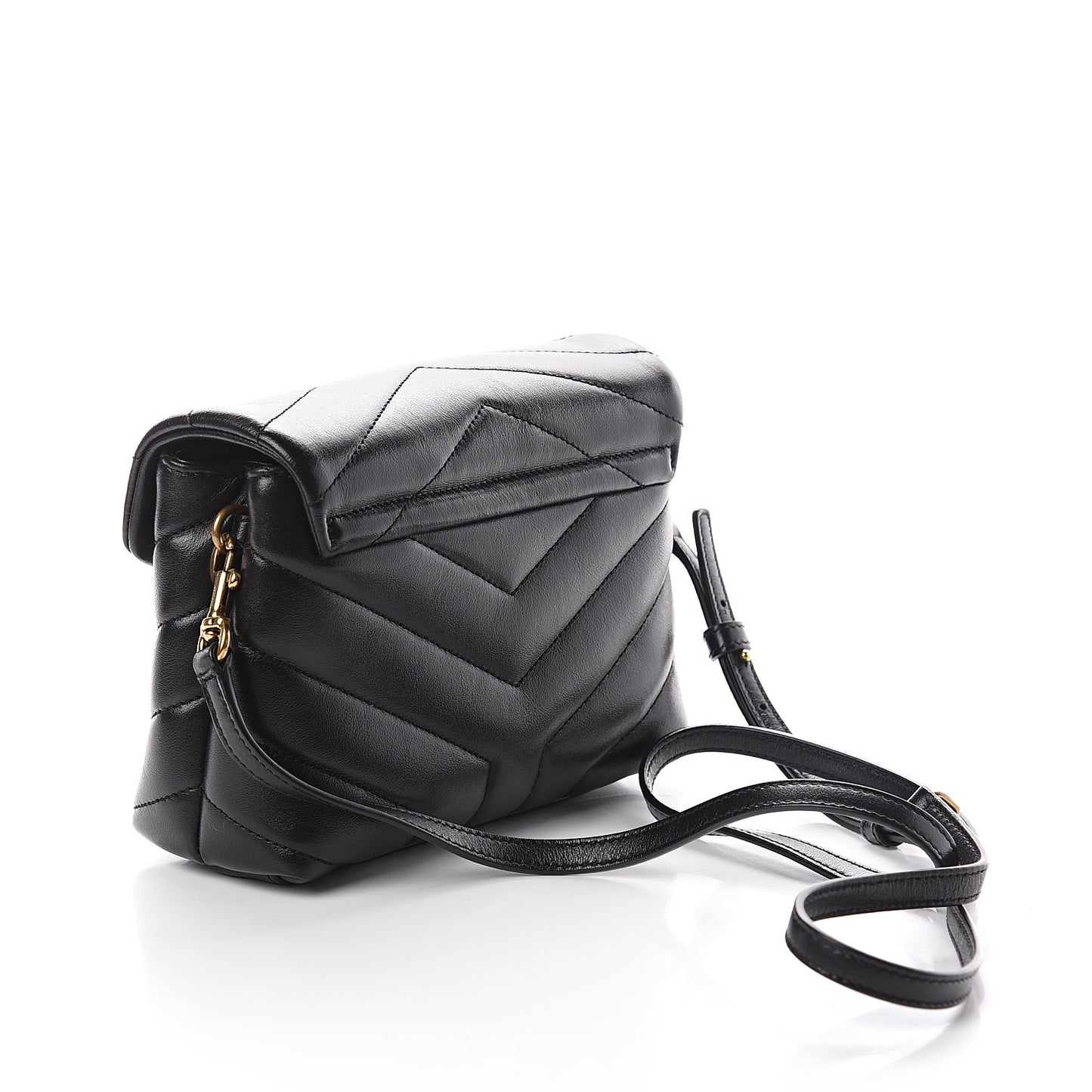 Calfskin Y Quilted Monogram Toy Loulou Crossbody Bag Black
