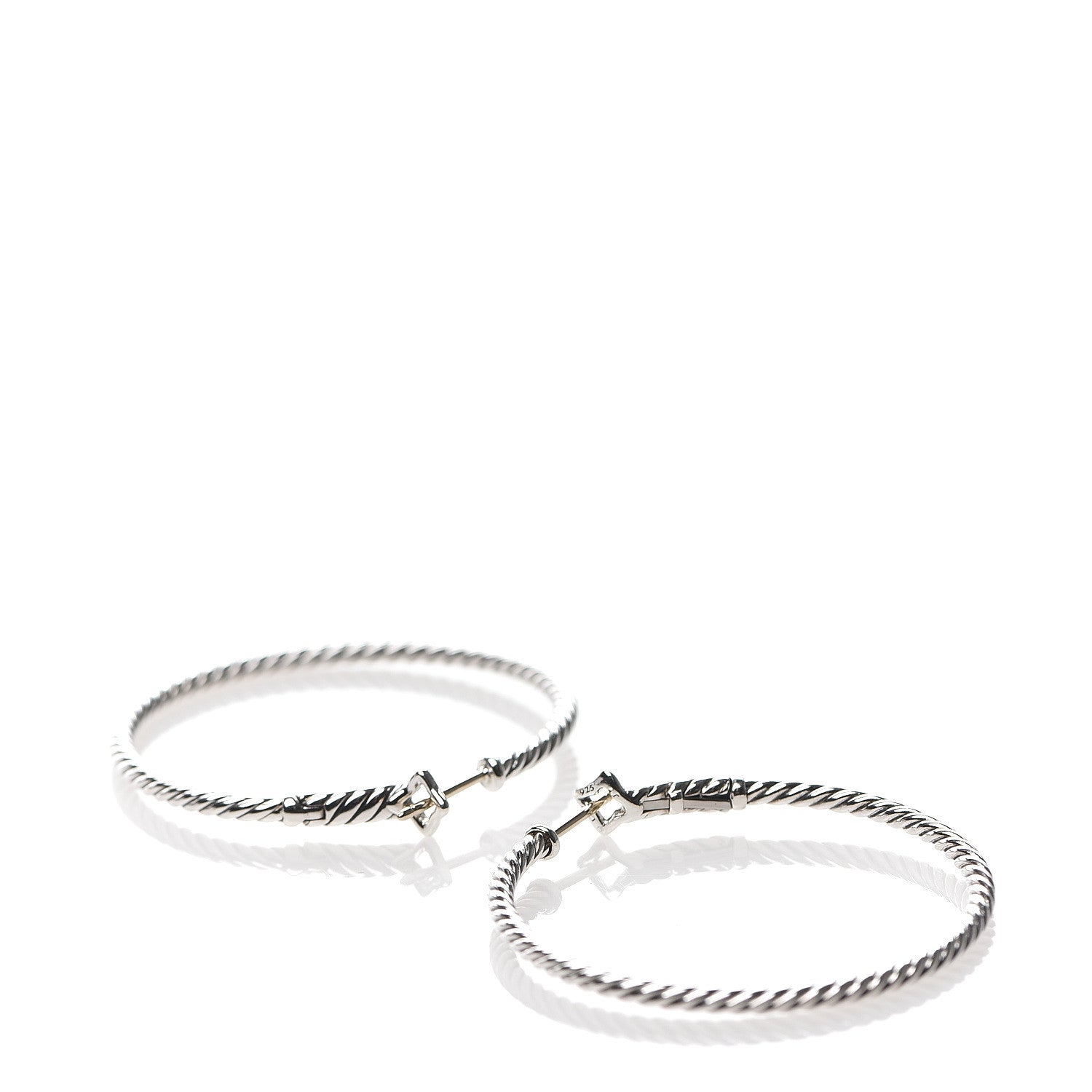 David Yurman Sterling Silver 36mm Large Cable Classics Hoop Earrings 3 of 4