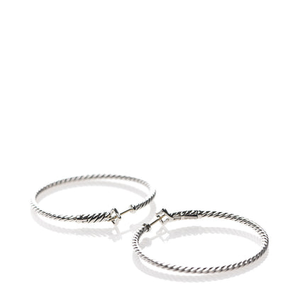 David Yurman Sterling Silver 36mm Large Cable Classics Hoop Earrings 3 of 4