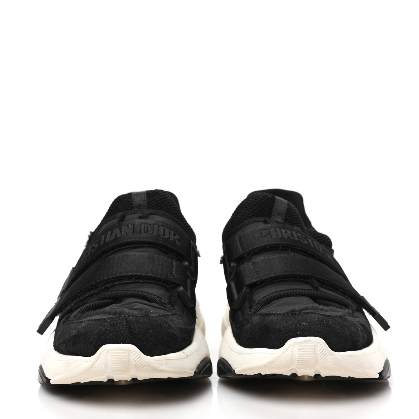 Shiny Oblique Technical Fabric Nylon Womens D-Wander Sneakers 36 Black White