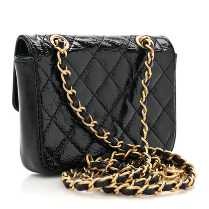 Chanel Shiny Aged Calfskin Quilted Waist Belt Bag Black 3 of 10