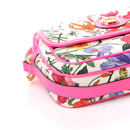 Gucci Canvas Flora Floral Shoulder Bag White Fuchsia Fluo 7 of 9