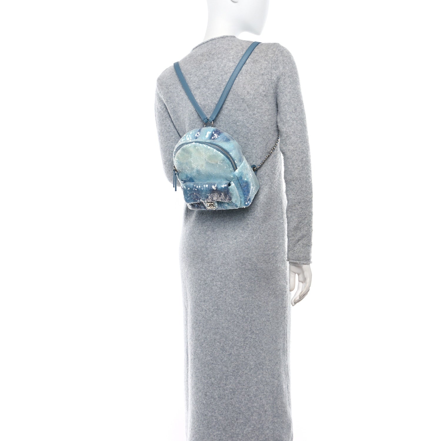 Chanel Sequin Tri-color Waterfall Backpack Light Blue 2 of 11